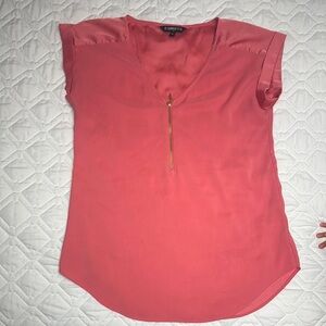 Express Women's Pink Top with Zipper Detail